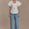 Top a maniche corte in cotone Liberty – Bianco Top a maniche corte in cotone Liberty – Bianco