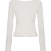 Top a maniche lunghe a coste in lana merino Paedyn – Avorio Top a maniche lunghe a coste in lana merino Paedyn – Avorio