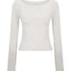 Top a maniche lunghe a coste in lana merino Paedyn – Avorio Top a maniche lunghe a coste in lana merino Paedyn – Avorio