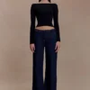 Top a maniche lunghe a coste in lana merino Paedyn – Nero Top a maniche lunghe a coste in lana merino Paedyn – Nero