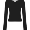 Top a maniche lunghe a coste in lana merino Paedyn – Nero Top a maniche lunghe a coste in lana merino Paedyn – Nero