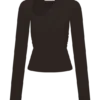 Top a maniche lunghe in maglia Kaylen – Cioccolato fondente
