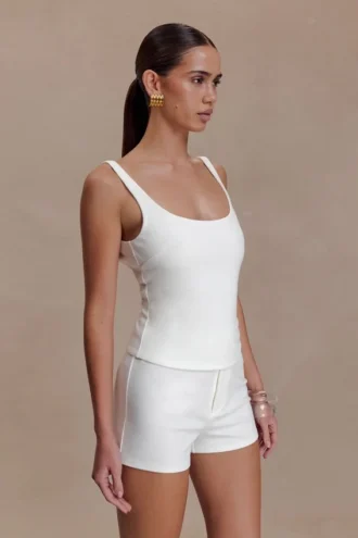 Top a spalline in crêpe elasticizzato Blanca – Bianco