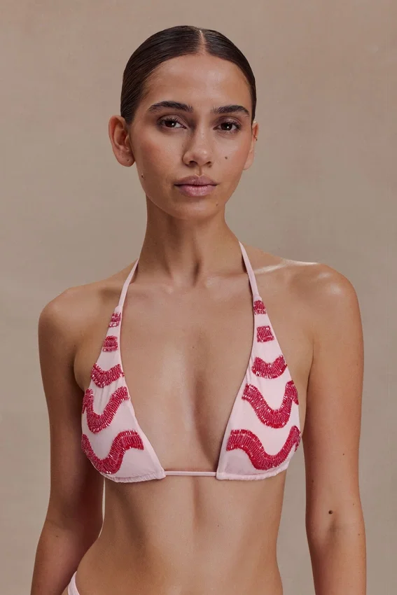 Top a triangolo con perline Robyn – Rosa Top a triangolo con perline Robyn – Rosa