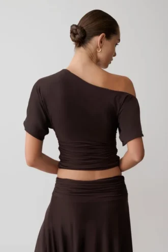 Top aderente con spalle scoperte Luu – Cioccolato fondente