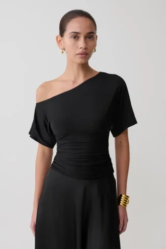 Top aderente con spalle scoperte Luu – Nero