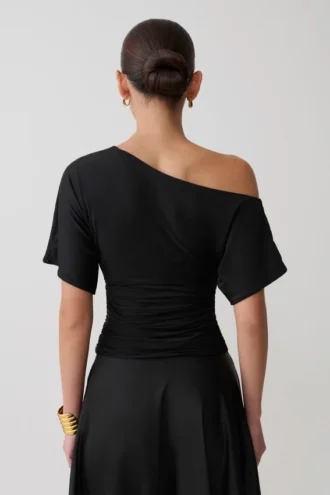 Top aderente con spalle scoperte Luu – Nero