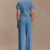 Top aderente in Denim a maniche corte Marge – Blu classico Top aderente in Denim a maniche corte Marge – Blu classico