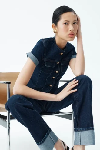 Top aderente in Denim a maniche corte Marge – Blu indaco