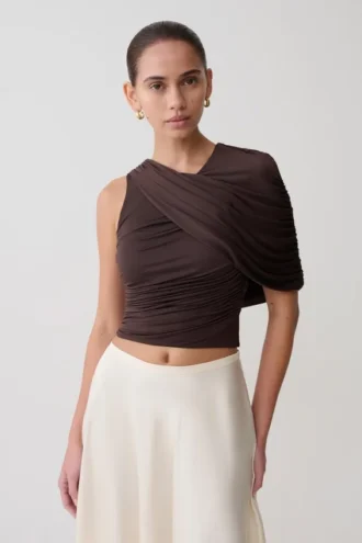 Top aderente monospalla Adrienne – Cioccolato