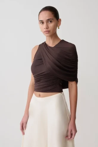Top aderente monospalla Adrienne – Cioccolato