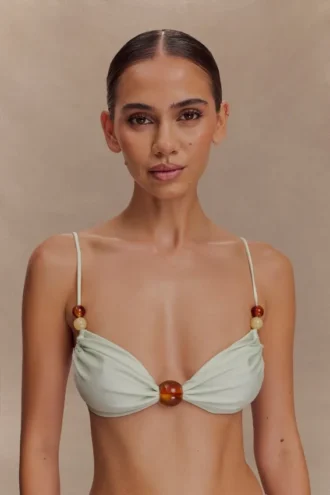 Top bikini con perline Memphis – Menta