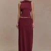 Gonna lunga aderente Bridget con dettagli metallici – Borgogna Gonna lunga aderente Bridget con dettagli metallici – Borgogna