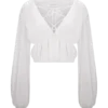 Top con lacci incrociati in chiffon Carlie – Avorio