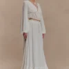 Top con lacci incrociati in chiffon Carlie – Avorio