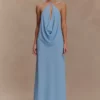 Top con scollo a cappuccio in chiffon Katalina – Azzurro Top con scollo a cappuccio in chiffon Katalina – Azzurro