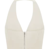 Top con scollo a V arricciato Makena – Bianco Opale