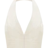 Top con scollo a V arricciato Makena – Bianco Opale