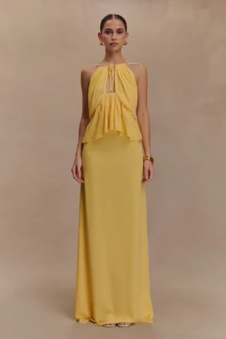 Gonna lunga in chiffon Katalina – Caramello Gonna lunga in chiffon Katalina – Caramello