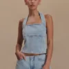 Top halter in Denim Dayna – Azzurro Top halter in Denim Dayna – Azzurro