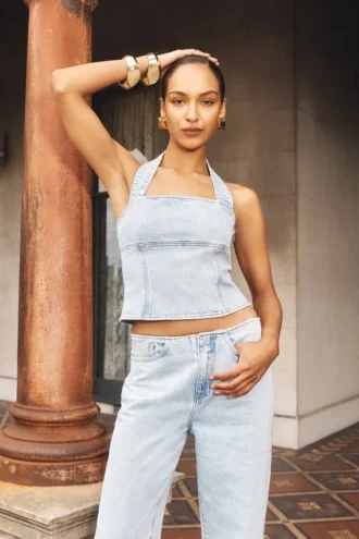 Top halter in Denim Dayna – Azzurro
