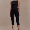 Top in crêpe scuba con schiena scoperta Kyra – Nero