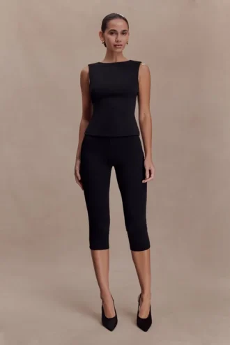 Top in crêpe scuba con schiena scoperta Kyra – Nero