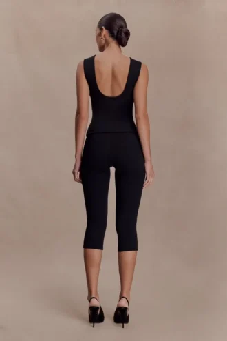 Top in crêpe scuba con schiena scoperta Kyra – Nero