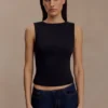 Top in crêpe scuba con schiena scoperta Kyra – Nero