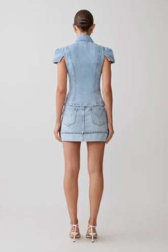 Top in Denim a maniche corte Bently – Blu chiaro slavato
