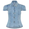 Top in Denim a maniche corte Bently – Blu chiaro slavato Top in Denim a maniche corte Bently – Blu chiaro slavato