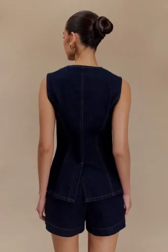Top in Denim con bottoni Abel – Blu indaco