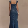 Top in Denim con maniche ad aletta Loretta – Blu scuro slavato Top in Denim con maniche ad aletta Loretta – Blu scuro slavato