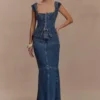 Top in Denim con maniche ad aletta Loretta – Blu scuro slavato Top in Denim con maniche ad aletta Loretta – Blu scuro slavato