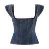 Top in Denim con maniche ad aletta Loretta – Blu scuro slavato Top in Denim con maniche ad aletta Loretta – Blu scuro slavato