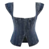 Top in Denim con maniche ad aletta Loretta – Blu scuro slavato Top in Denim con maniche ad aletta Loretta – Blu scuro slavato