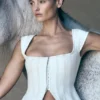 Top in Denim con maniche ad aletta Loretta – Ecru Top in Denim con maniche ad aletta Loretta – Ecru
