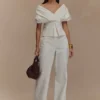 Top in Denim con spalle scoperte Rayne – Bianco Top in Denim con spalle scoperte Rayne – Bianco