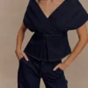 Top in Denim con spalle scoperte Rayne – Blu indaco Top in Denim con spalle scoperte Rayne – Blu indaco