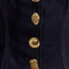 Top in Denim senza maniche con bottoni Neve – Blu indaco slavato