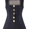 Top in Denim senza maniche con bottoni Neve – Blu indaco slavato