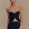 Top in Denim senza spalline con cuciture a vista Tully – Blu indaco Top in Denim senza spalline con cuciture a vista Tully – Blu indaco