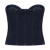 Top in Denim senza spalline con cuciture a vista Tully – Blu indaco Top in Denim senza spalline con cuciture a vista Tully – Blu indaco