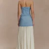 Top in Denim Tully senza spalline con cuciture a vista – Blu anni ’80 Top in Denim Tully senza spalline con cuciture a vista – Blu anni ’80