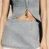 Top in Denim Tully senza spalline con cuciture a vista – Blu anni ’80 Top in Denim Tully senza spalline con cuciture a vista – Blu anni ’80