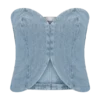 Top in Denim Tully senza spalline con cuciture a vista – Blu anni ’80 Top in Denim Tully senza spalline con cuciture a vista – Blu anni ’80