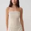 Top in lino senza spalline con lacci sul retro Annie – Naturale