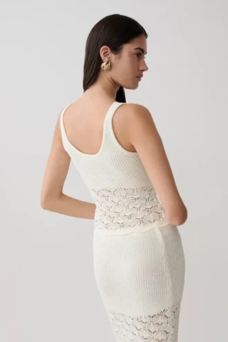 Top in maglia all’uncinetto Atlantis – Bianco