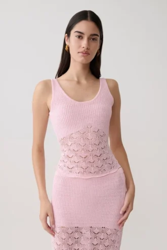 Top in maglia all’uncinetto Atlantis – Rosa confetto