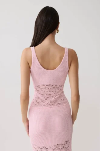 Top in maglia all’uncinetto Atlantis – Rosa confetto